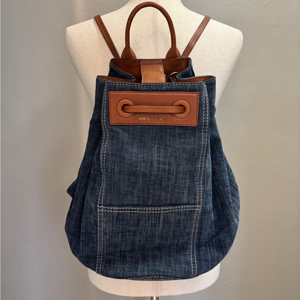 Michael Kors Denim Bucket Drawstring Backpack